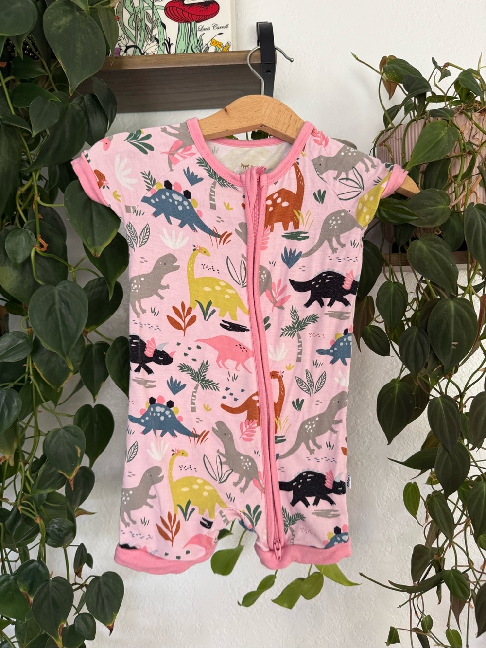 Little Sleepies Pink Dino Print shorty pajamas 6-12 mos